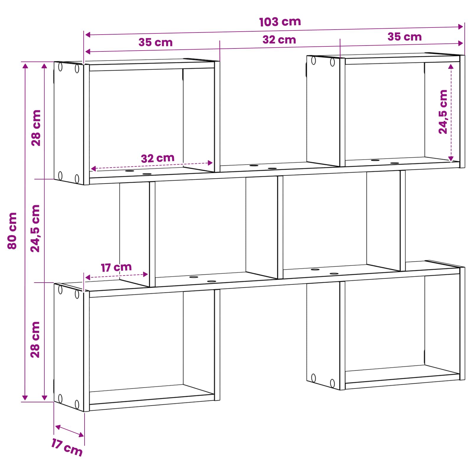 Wall Shelf White 103 x 17 x 80 cm Engineered Wood