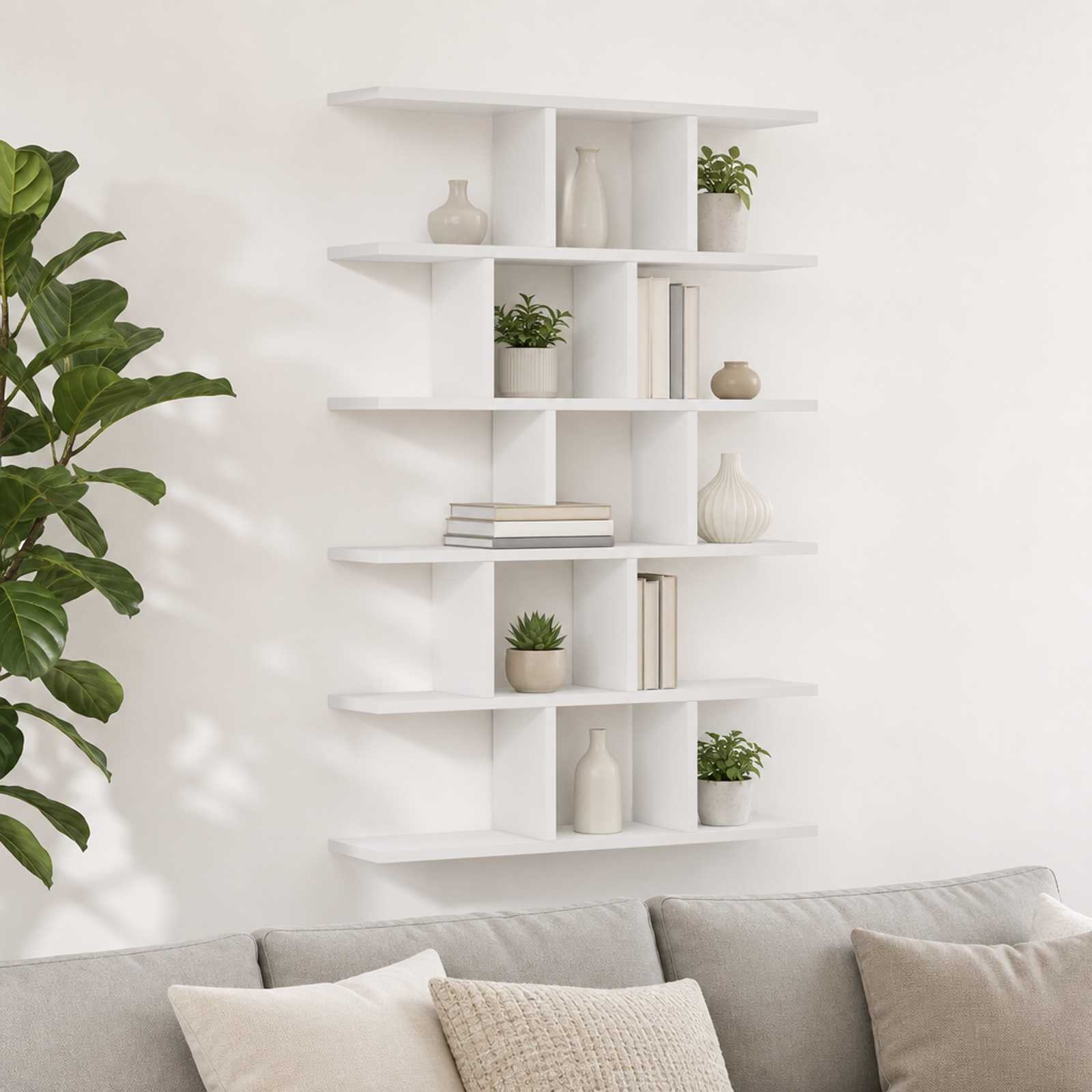 Wall Shelf White 70 x 17 x 101 cm Engineered Wood
