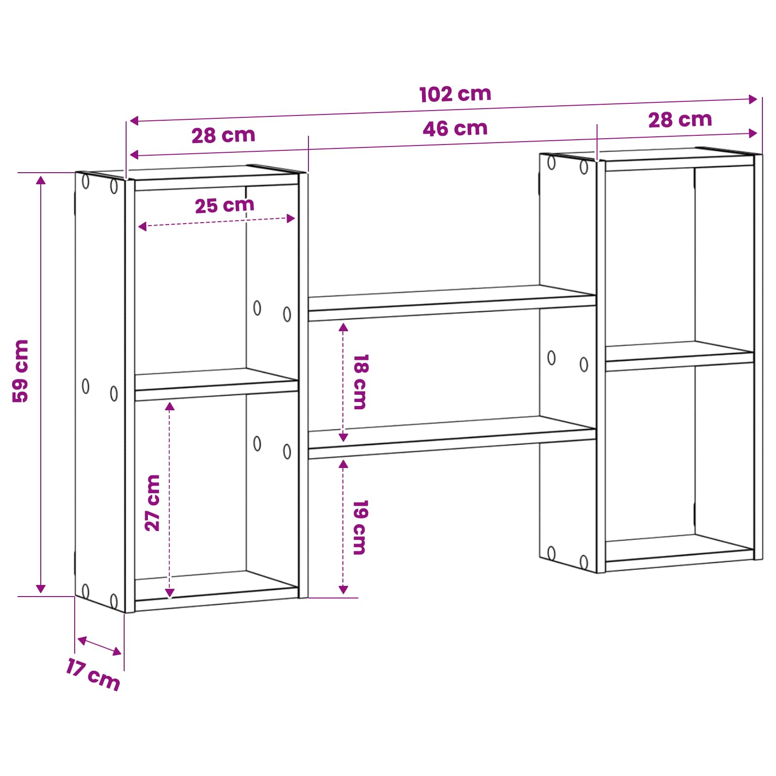 Wall Shelf White 102 x 17 x 59 cm Engineered Wood
