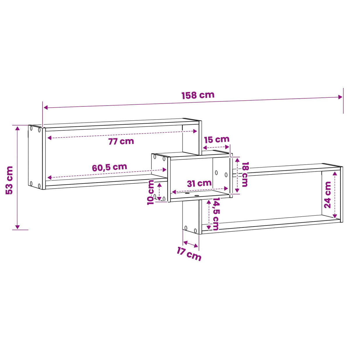 Wall Shelf White 158 x 17 x 53 cm Engineered Wood
