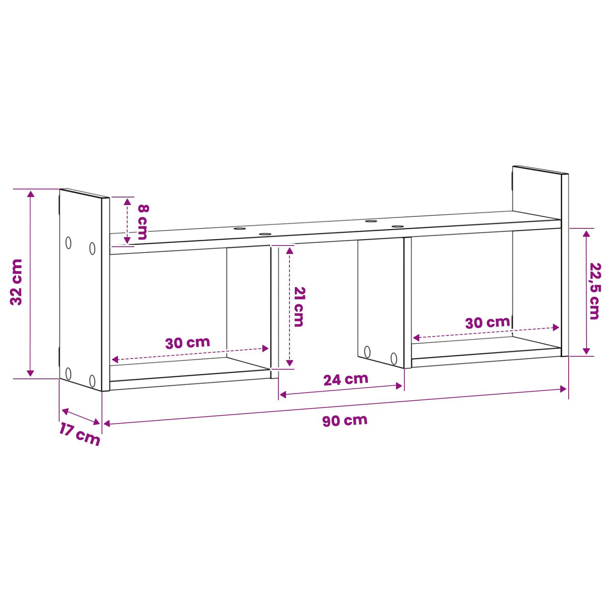 Wall Shelf White 90 x 17 x 32 cm Engineered Wood