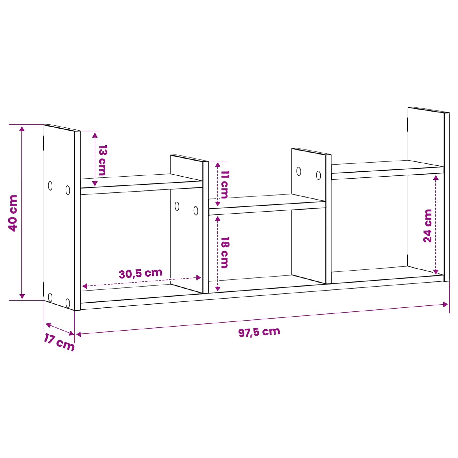 Wall Shelf White 97.5 x 17 x 40 cm Engineered Wood