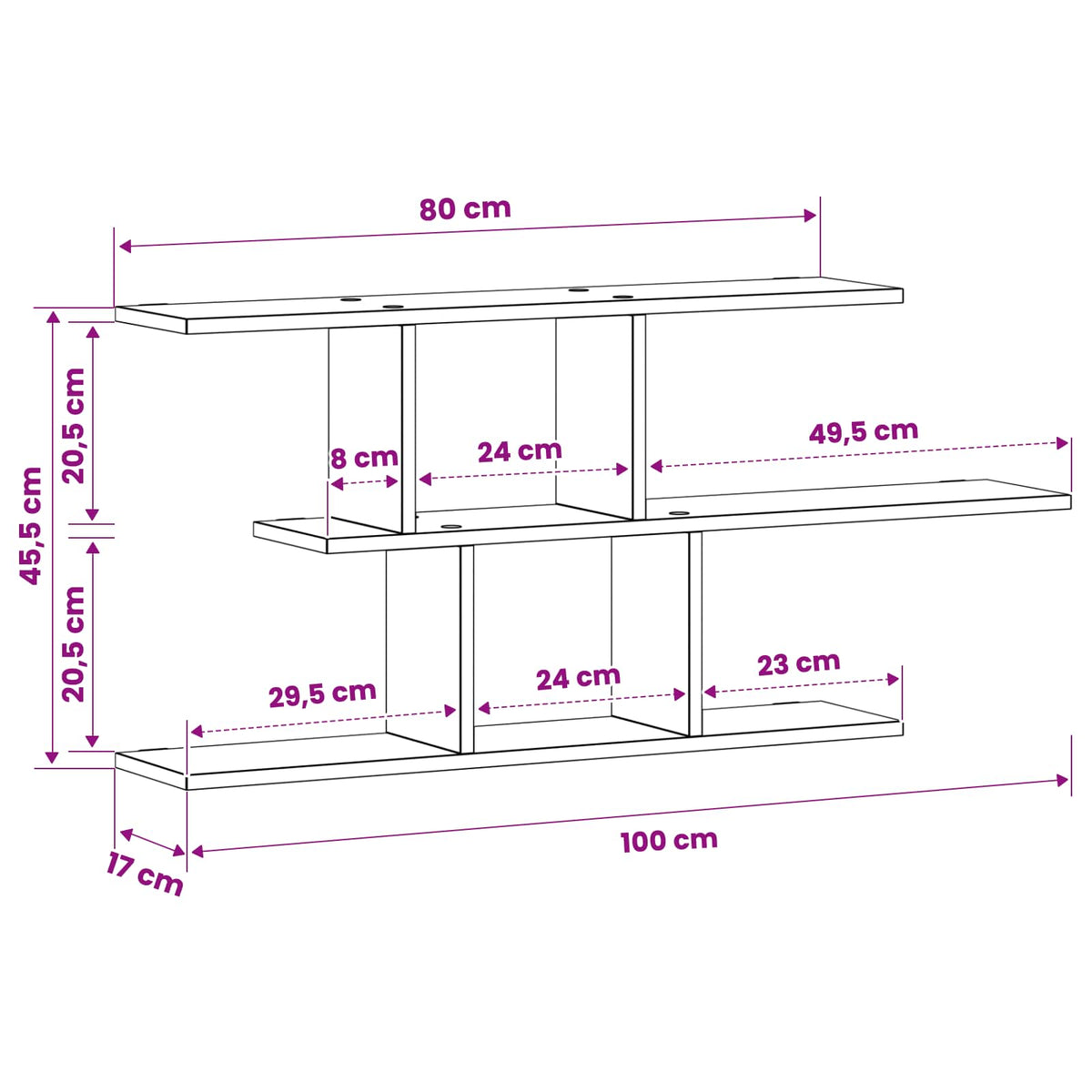 Wall Shelf White 100 x 17 x 45.5 cm Engineered Wood