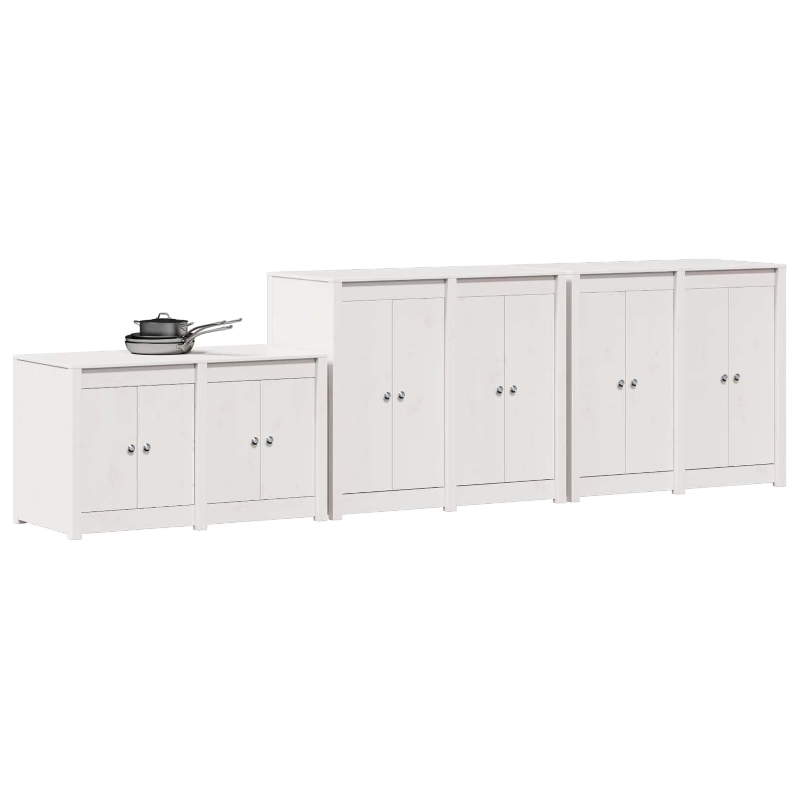 Outdoor Kitchen Cabinet MEPPEL 3 pcs Natural Solid Pine Wood