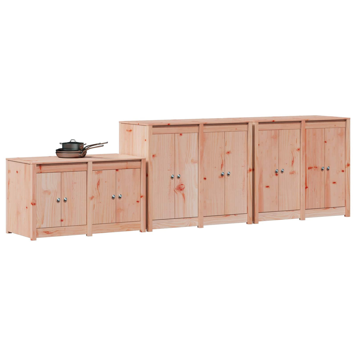 Outdoor Kitchen Cabinet MEPPEL 3 pcs White Solid Pine Wood