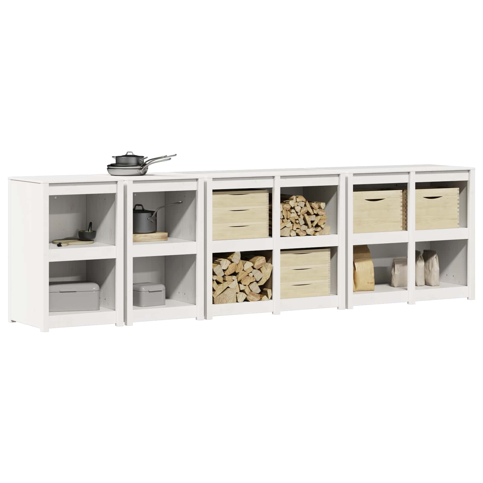 Outdoor Kitchen Cabinet MEPPEL 4 pcs White Solid Pine Wood