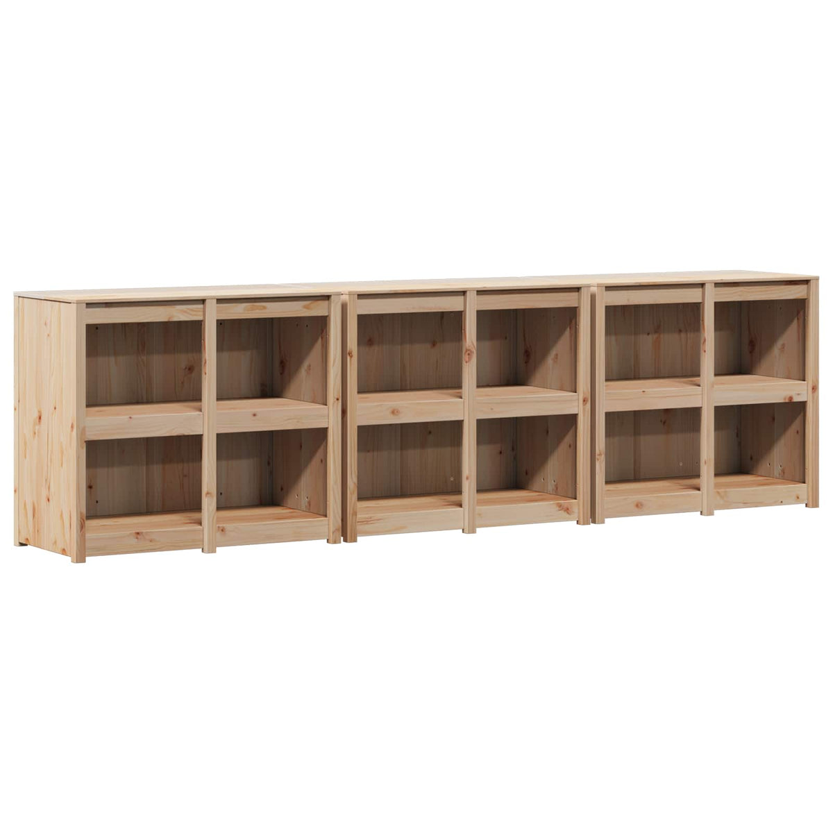 Outdoor Kitchen Cabinet MEPPEL 3 pcs Natural Solid Pine Wood