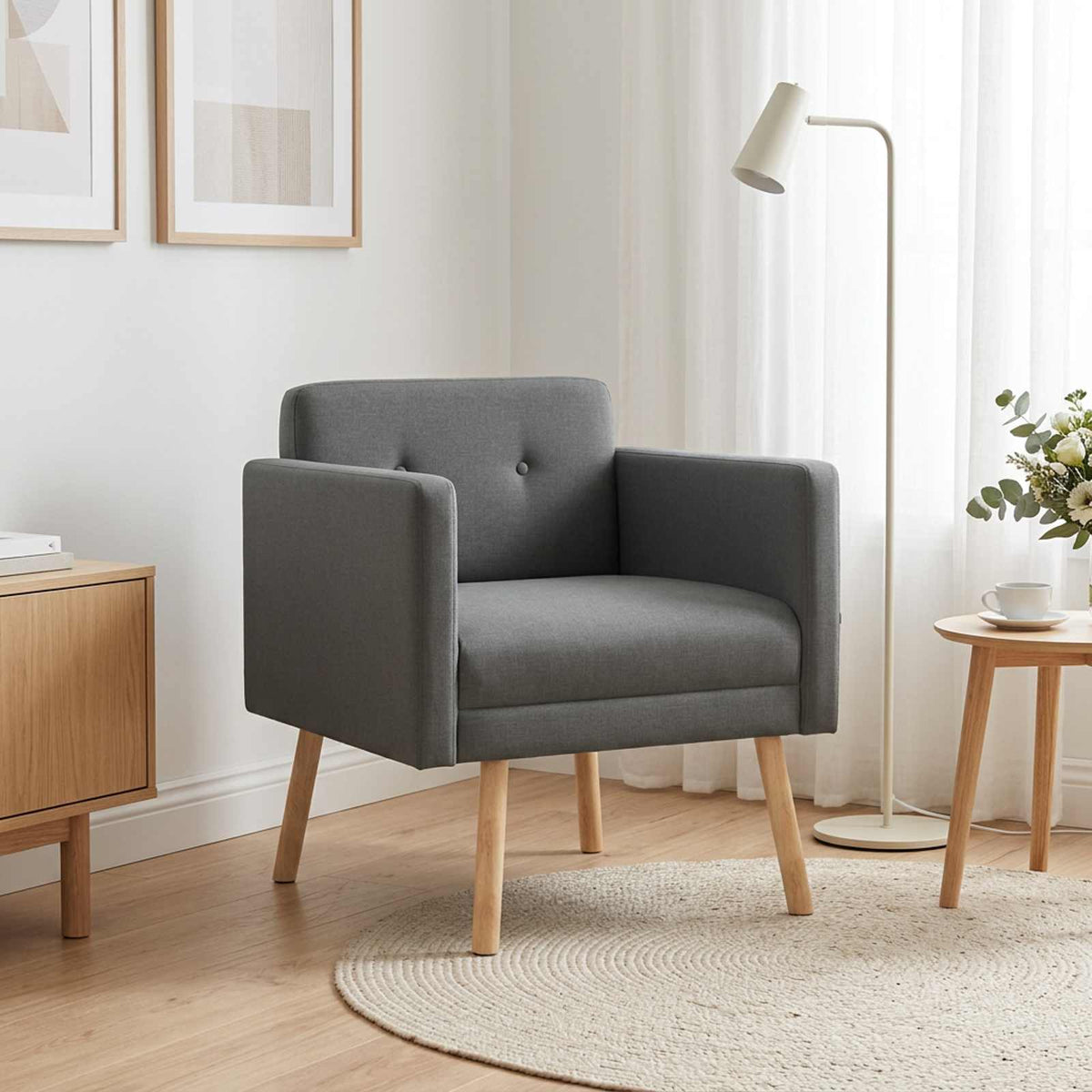 Accent Chair Dark Grey Fabric