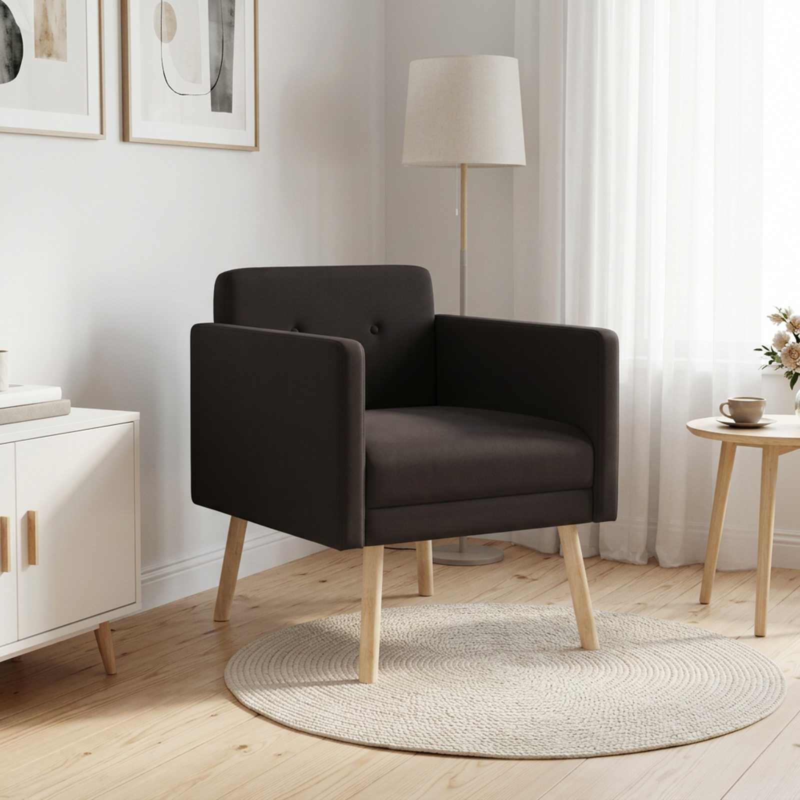 Accent Chair Black Velvet