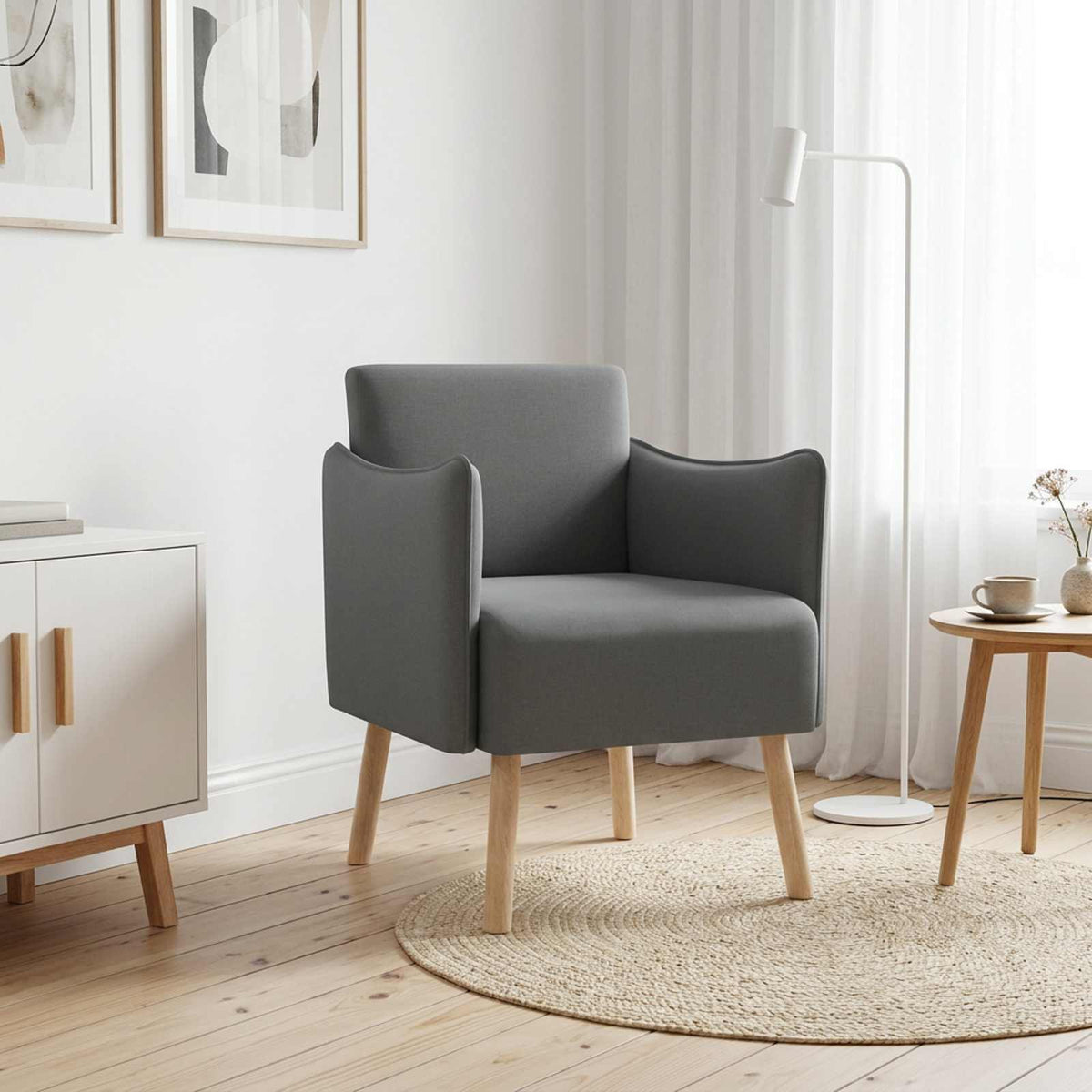 Accent Chair Dark Grey Fabric