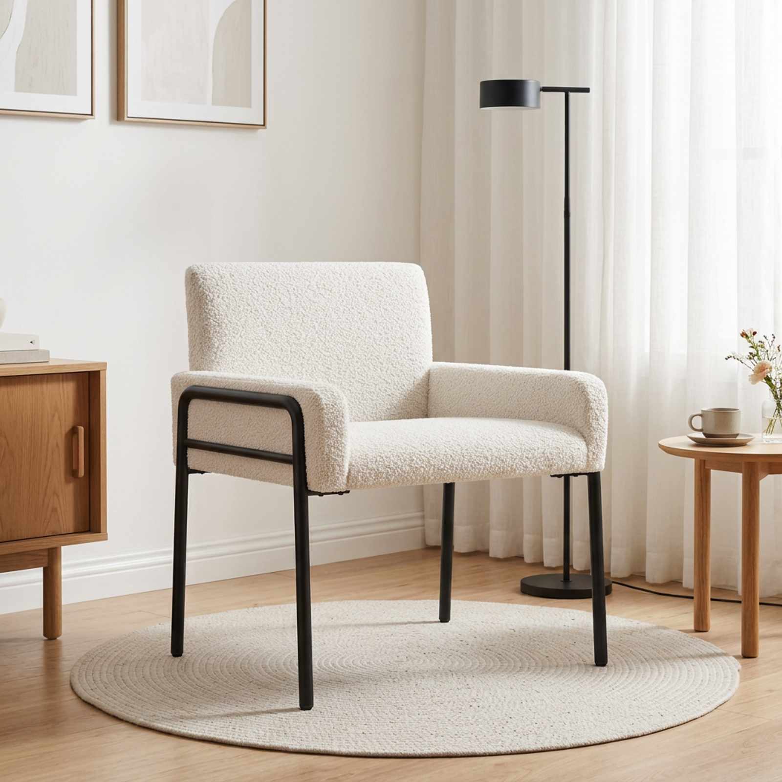 Accent Chair Cream Bouclé