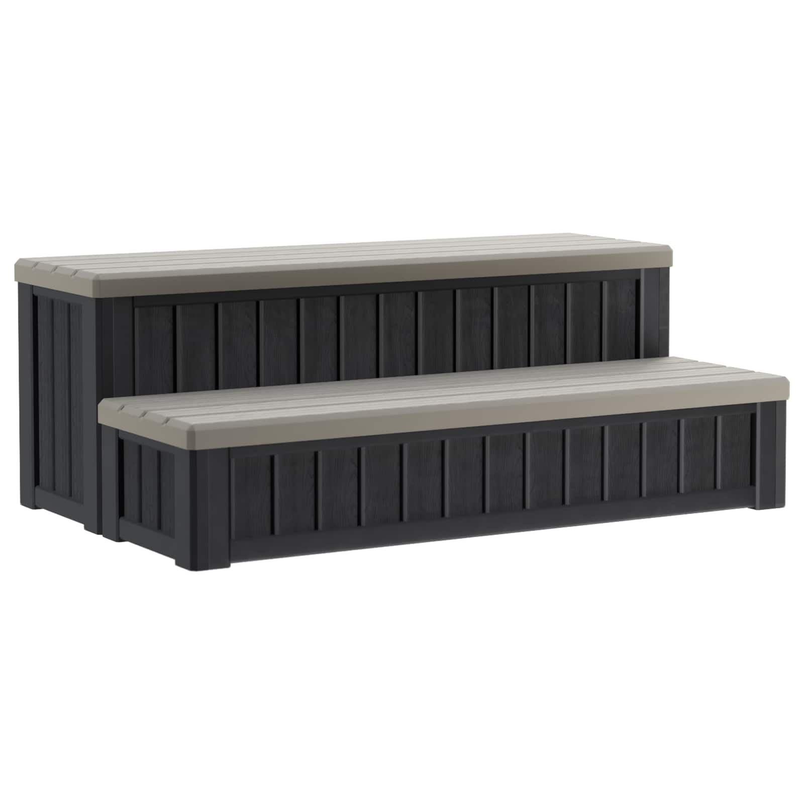 Hot Tub Step with Storage 2-Step Brown and Grey 93 x 57 x 35 cm