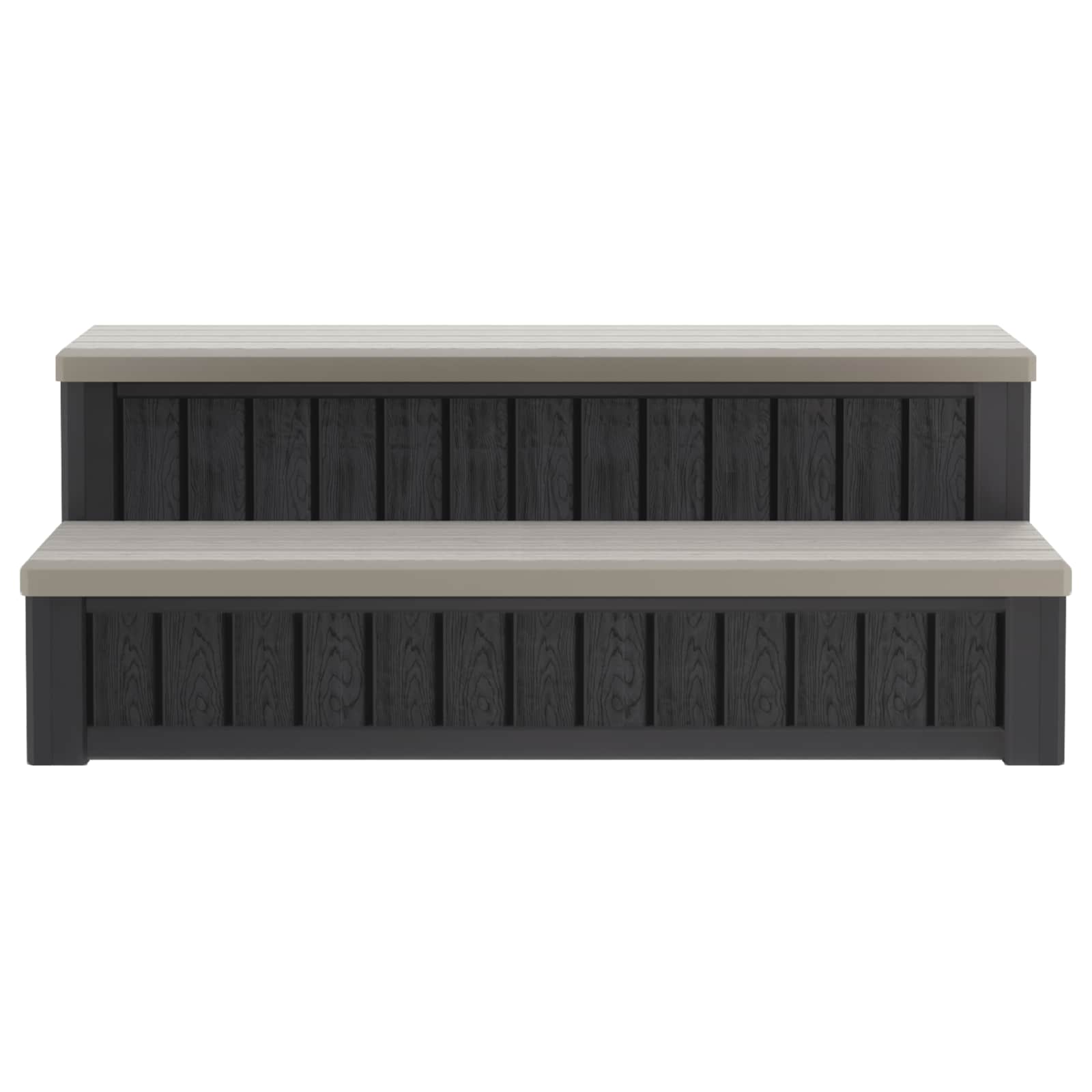 Hot Tub Step with Storage 2-Step Brown and Grey 93 x 57 x 35 cm