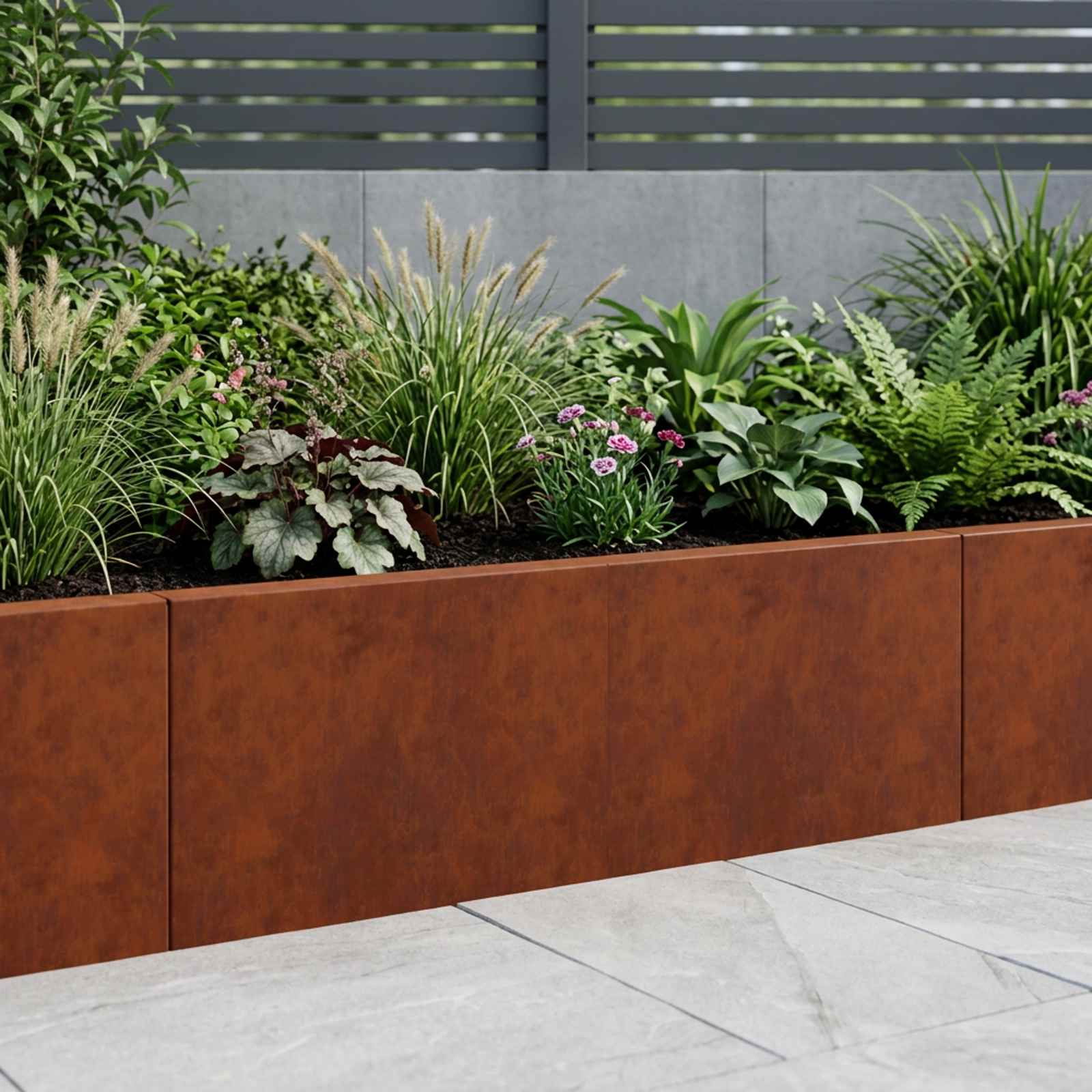 Retaining Wall 2 pcs 60 x 12 x 40 cm Weathering Steel Rusty