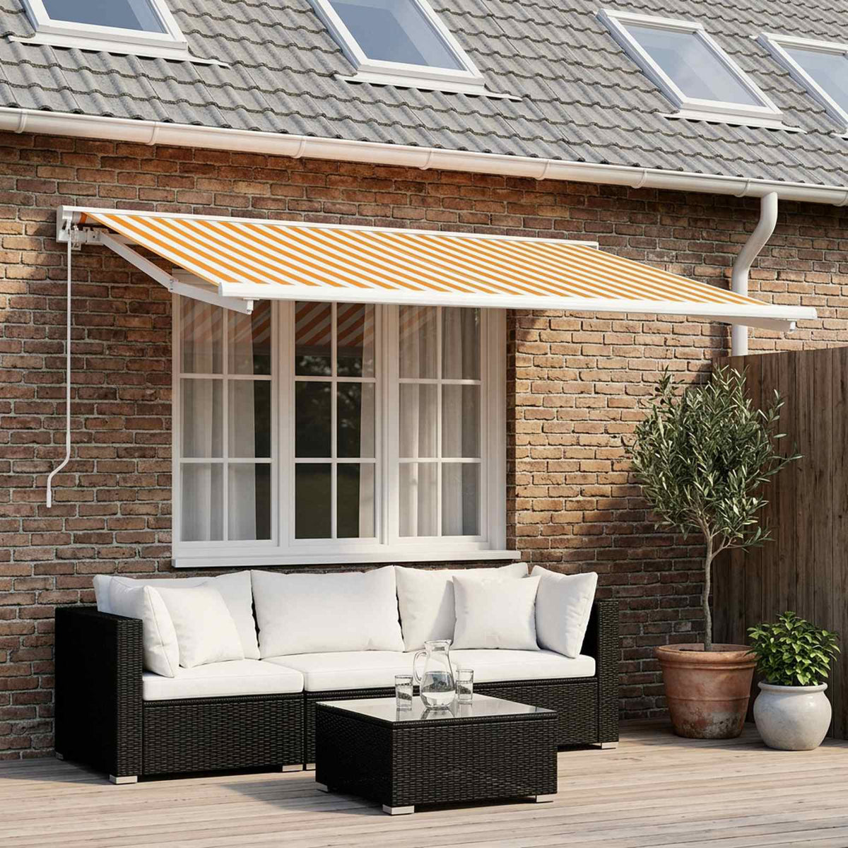 Awning Replacement Fabric Yellow and White 350 x 250 cm