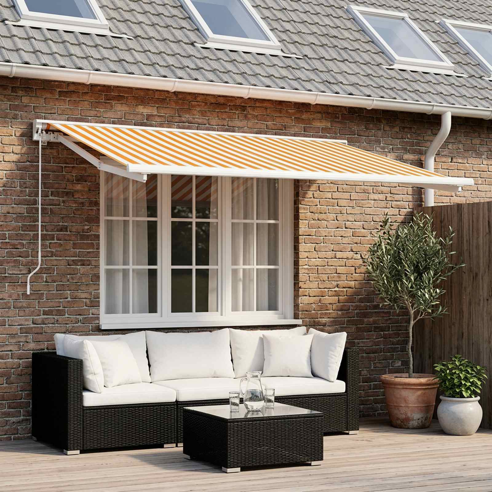 Awning Replacement Fabric Yellow and White 350 x 250 cm