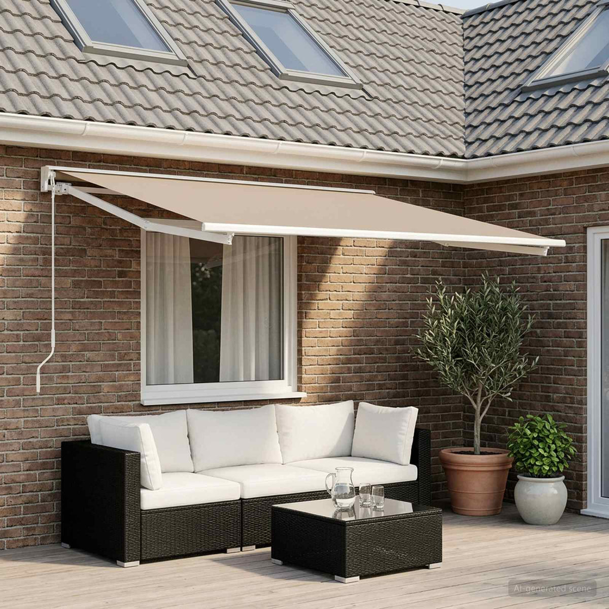 Awning Replacement Fabric Beige 400 x 300 cm Polyester
