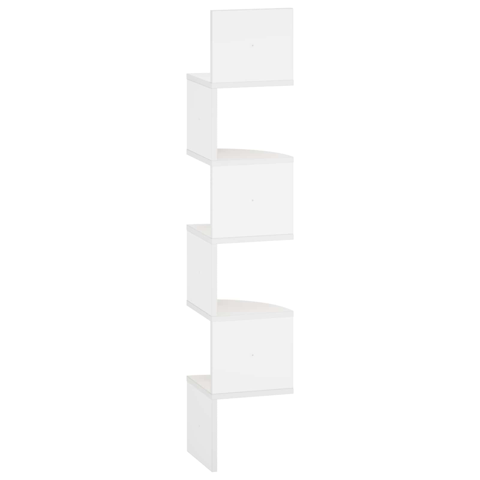 Wall Mounted Corner Shelf White 23.5 x 23.5 x 126 cm