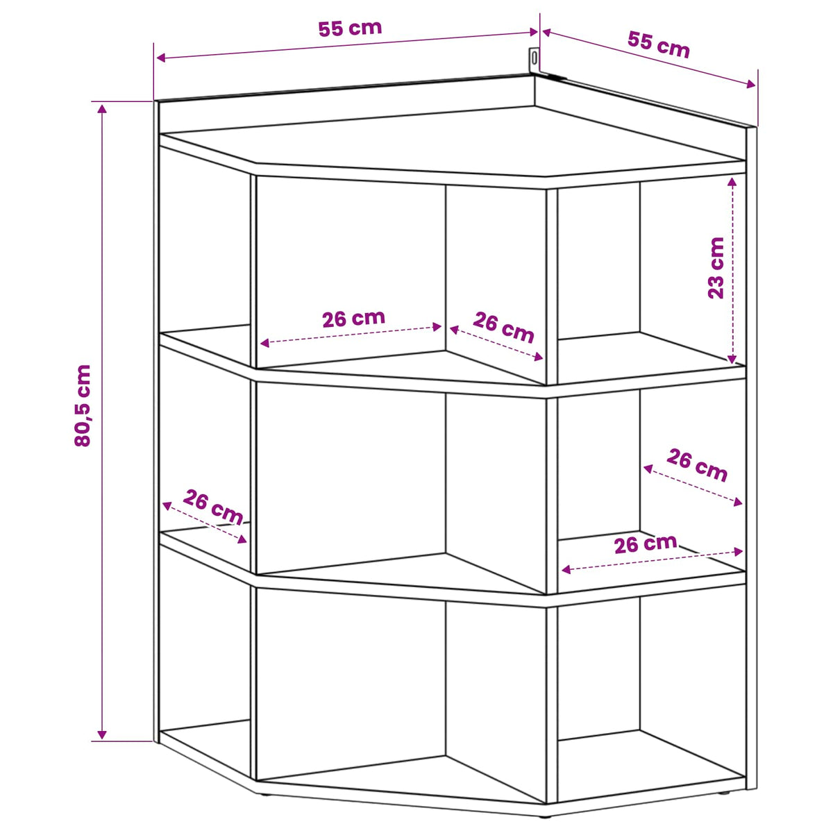 Corner Shelf 9-Tier 55 x 55 x 80.5 cm Engineered Wood White