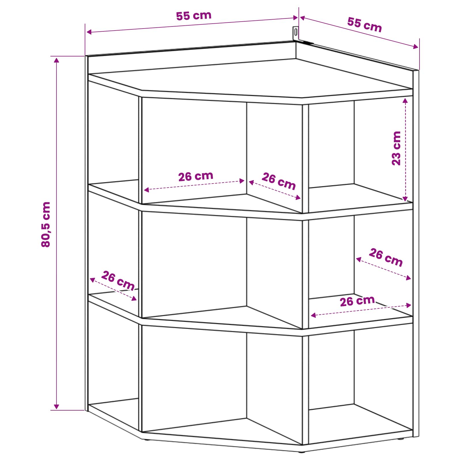 Corner Shelf 9-Tier 55 x 55 x 80.5 cm Engineered Wood White