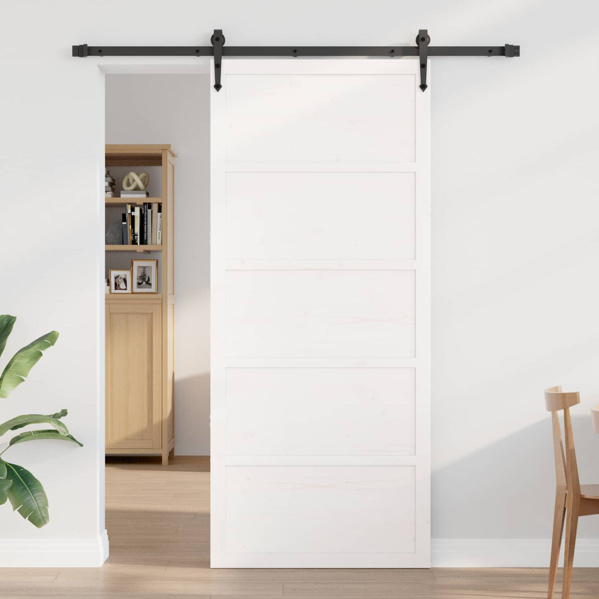 Barn Door White 80 x 2,5 x 208 cm Solid Pine Wood