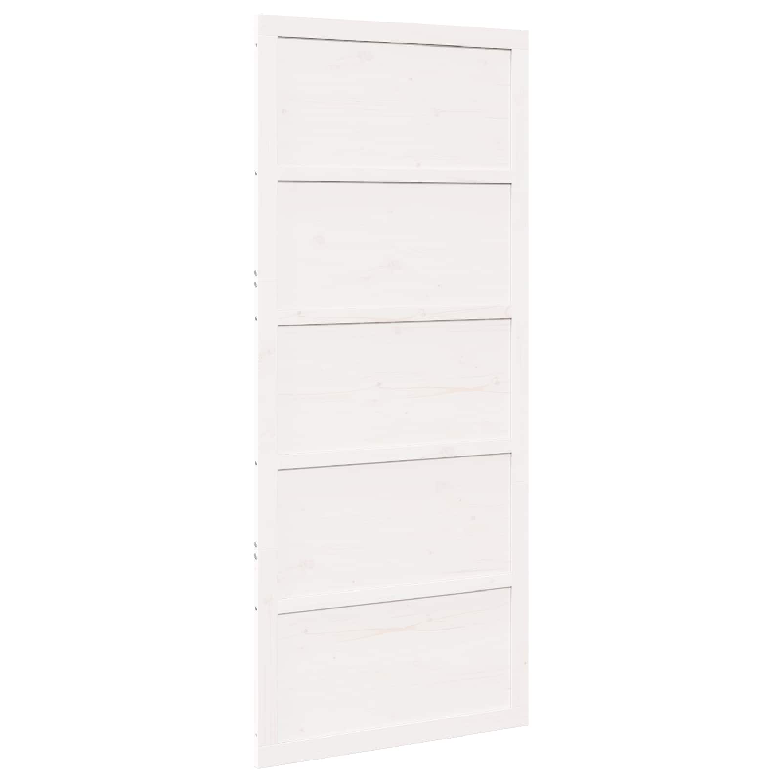 Barn Door White 80 x 2,5 x 208 cm Solid Pine Wood