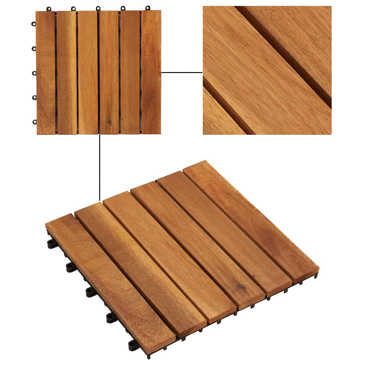 Decking Tile 20 pcs Brown 30 x 30 cm Acacia Hardwood