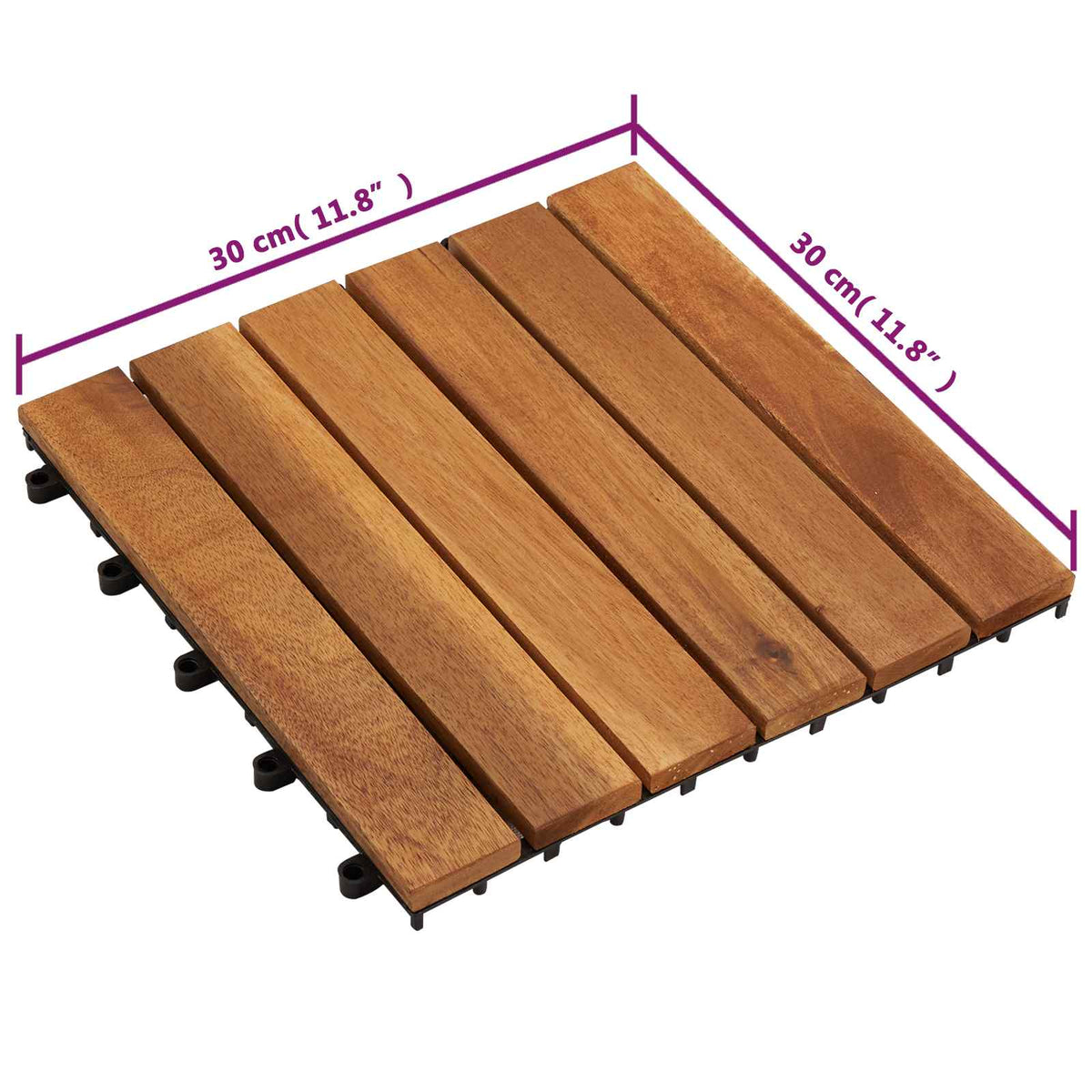 Decking Tile 20 pcs Brown 30 x 30 cm Acacia Hardwood