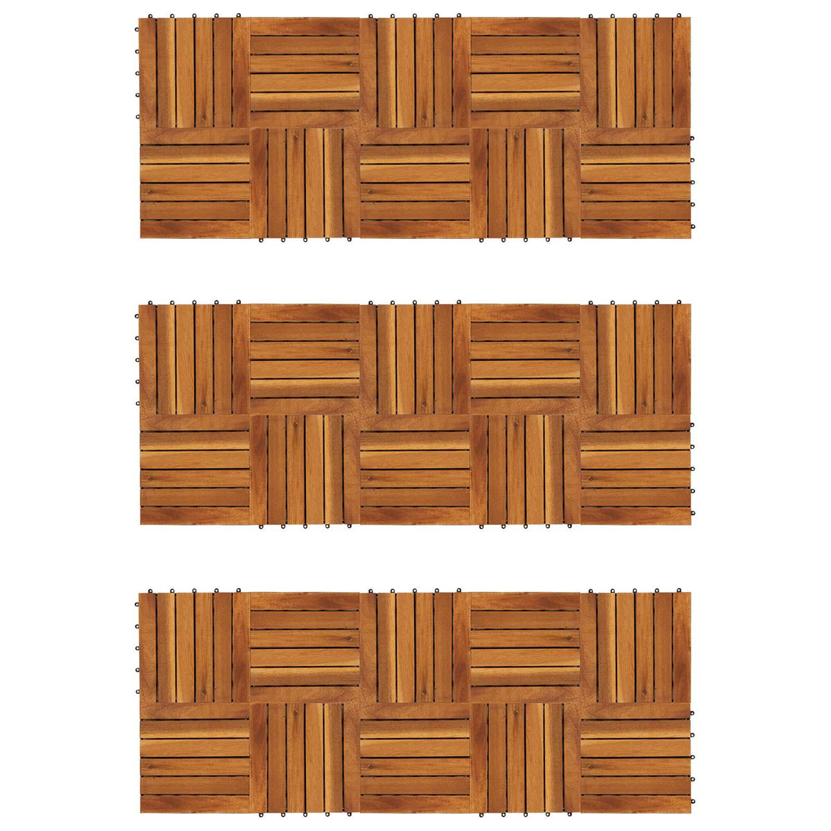 Decking Tile 30 pcs Brown 30 x 30 cm Acacia Hardwood
