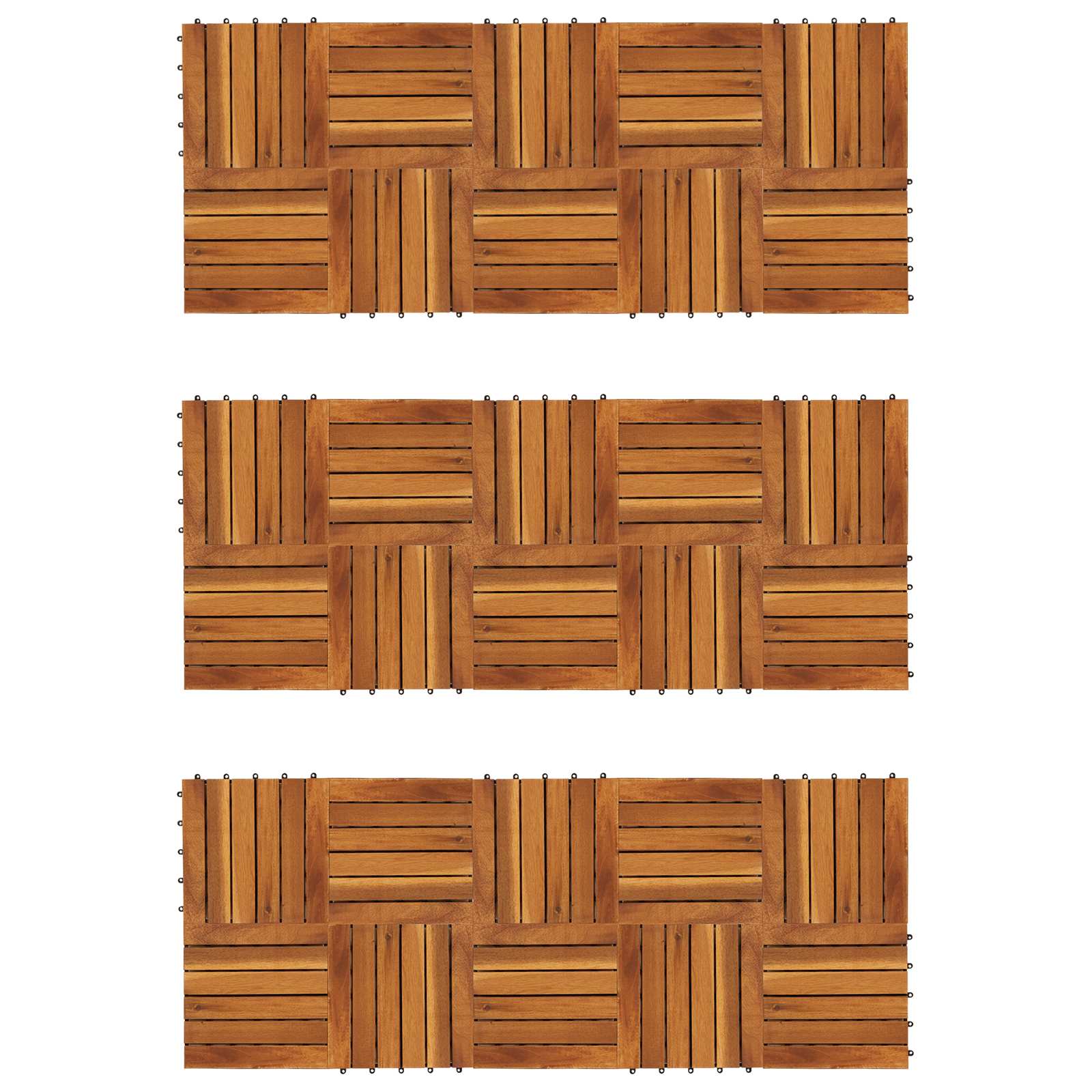 Decking Tile 30 pcs Brown 30 x 30 cm Acacia Hardwood