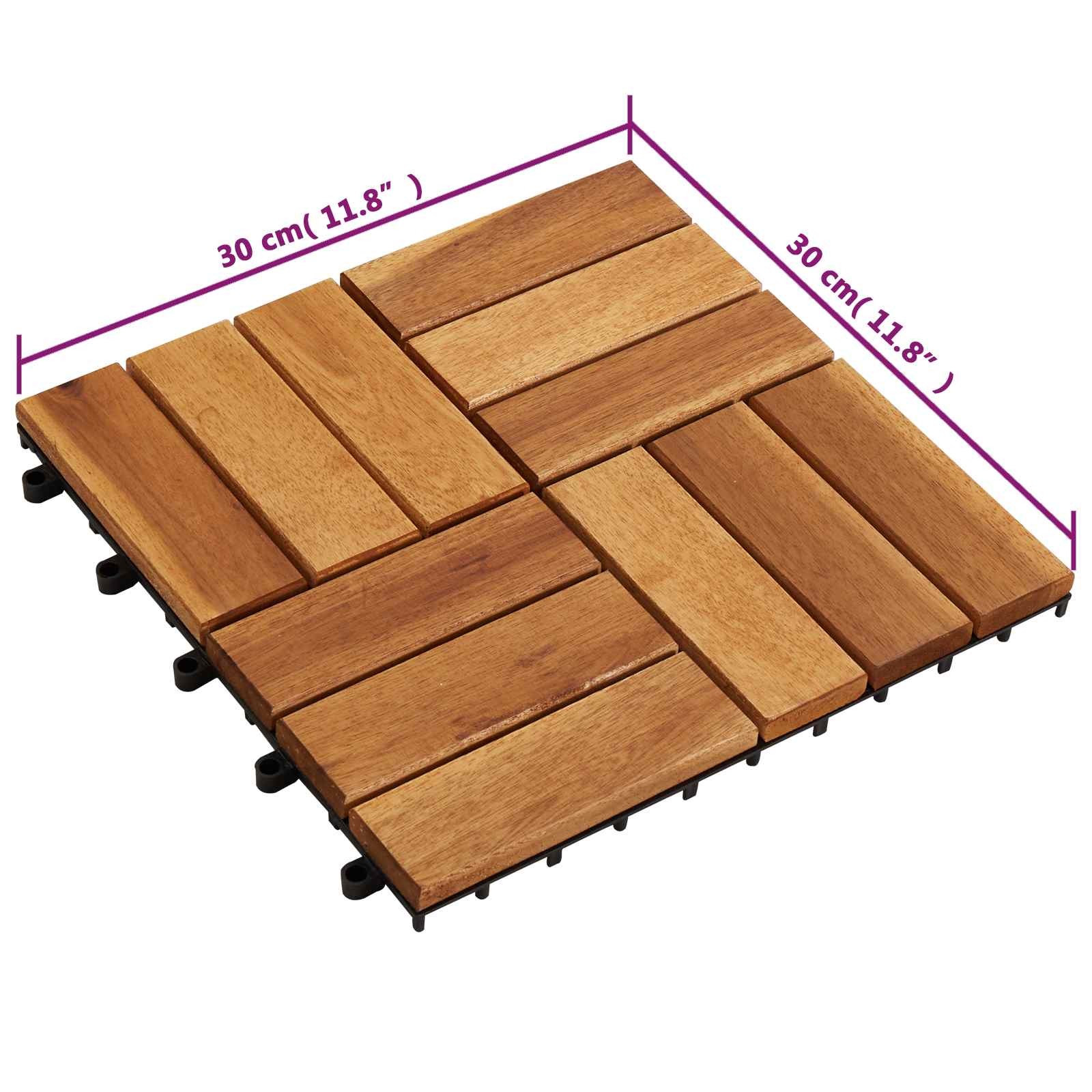 Decking Tile 20 pcs Brown 30 x 30 cm Acacia Hardwood
