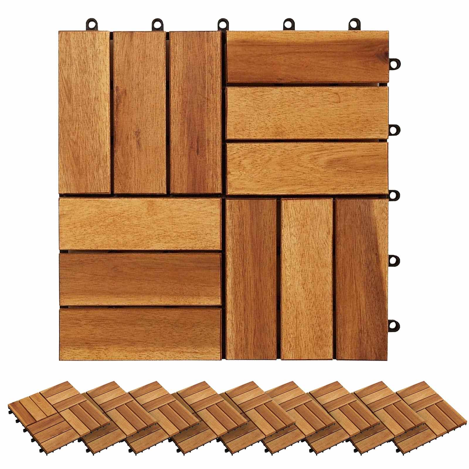 Decking Tile 30 pcs Brown 30 x 30 cm Acacia Hardwood