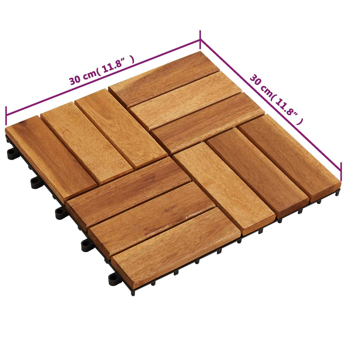 Decking Tile 30 pcs Brown 30 x 30 cm Acacia Hardwood