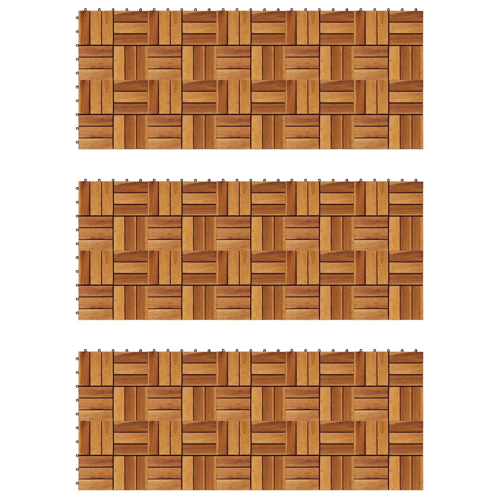 Decking Tile 30 pcs Brown 30 x 30 cm Acacia Hardwood