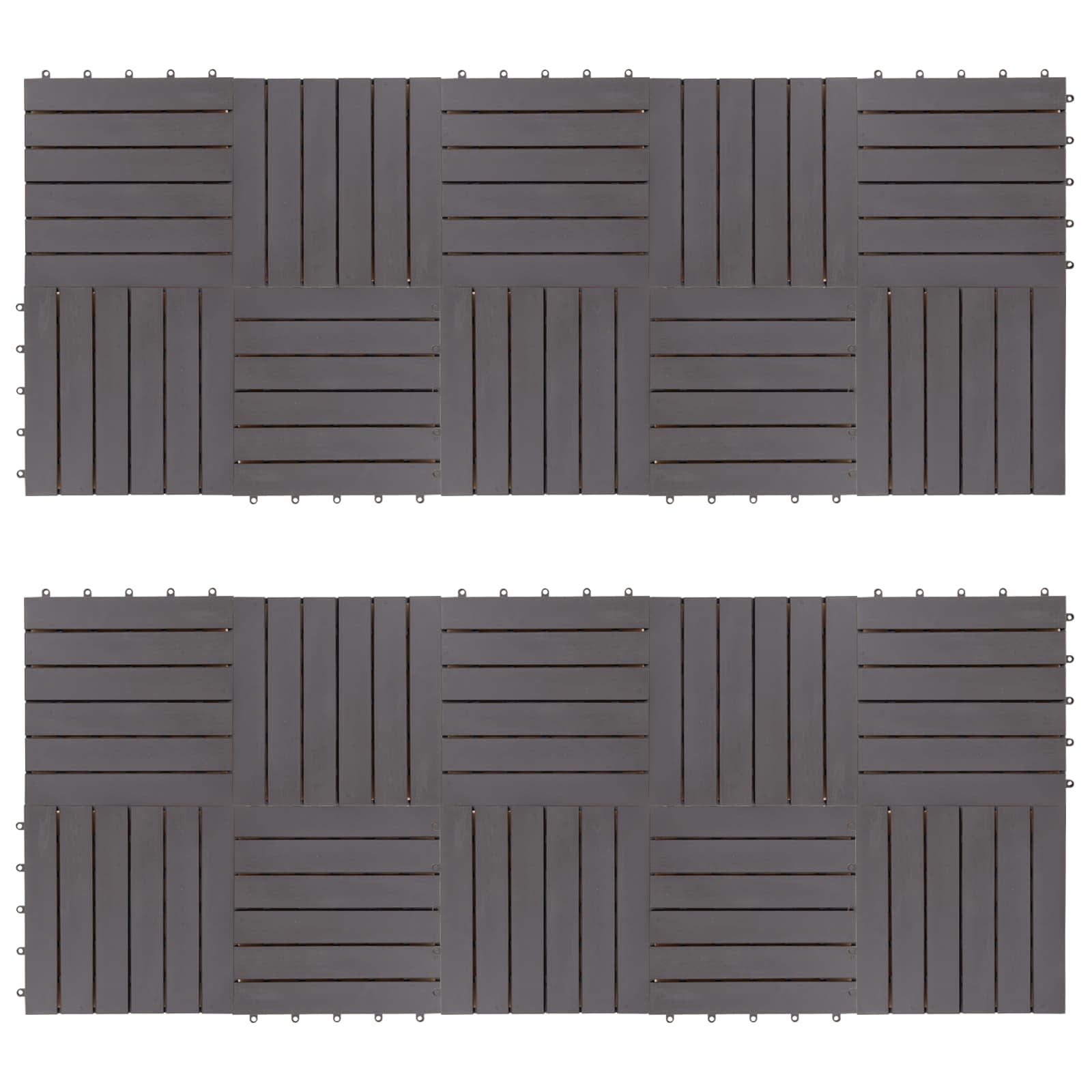 Decking Tile 20 pcs Grey 30 x 30 cm Acacia Hardwood