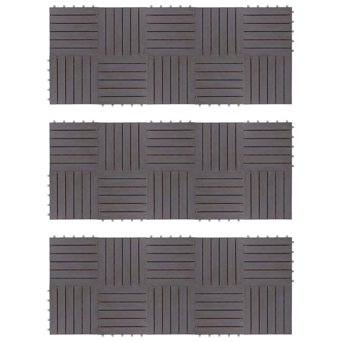 Decking Tile 30 pcs Grey 30 x 30 cm Acacia Hardwood