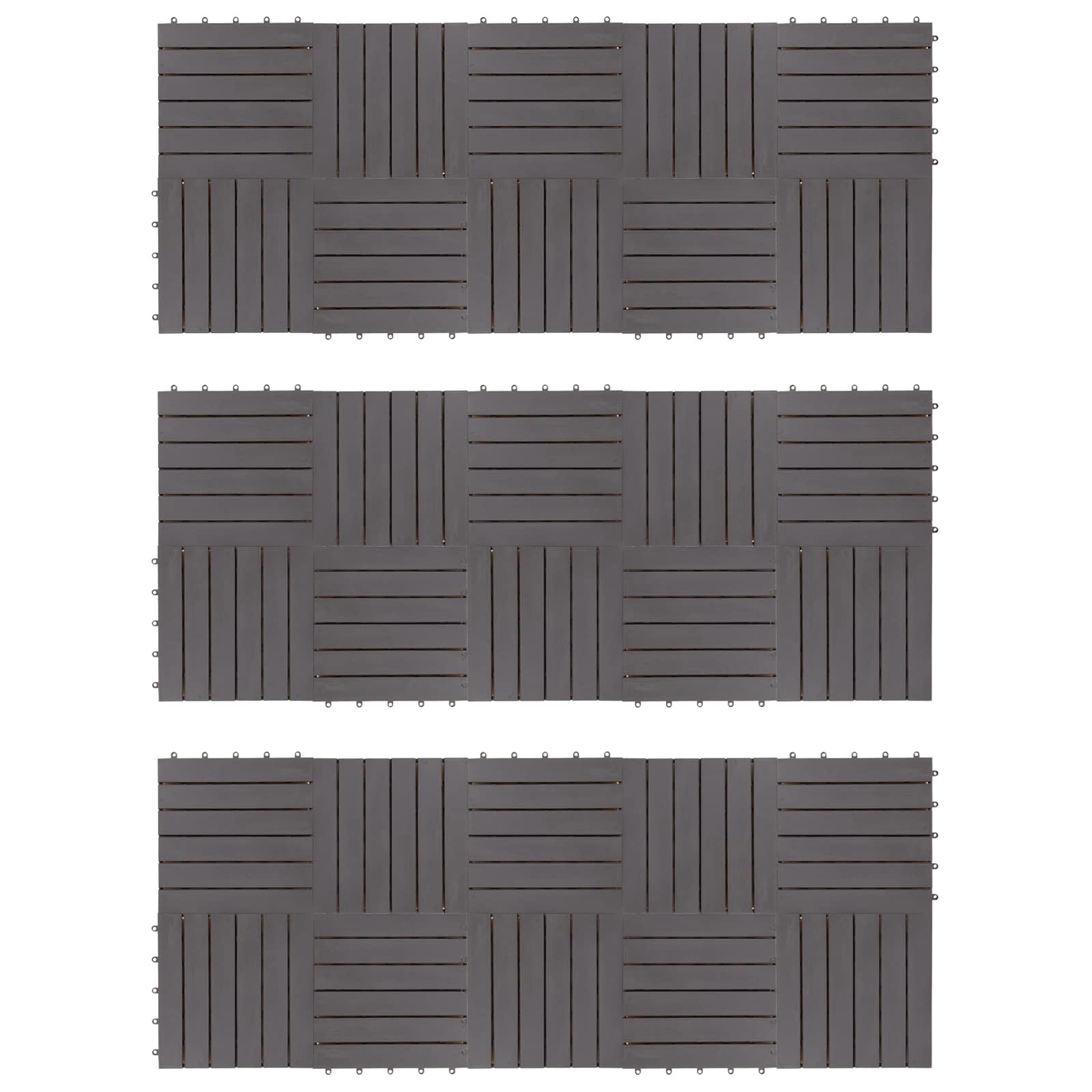 Decking Tile 30 pcs Grey 30 x 30 cm Acacia Hardwood