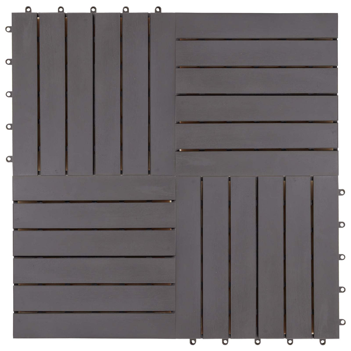 Decking Tile 30 pcs Grey 30 x 30 cm Acacia Hardwood
