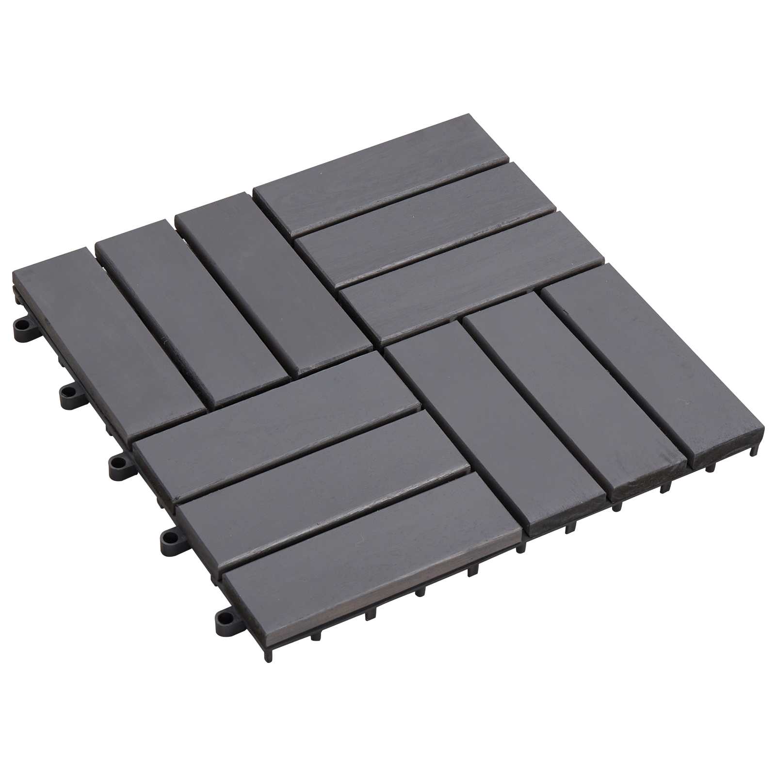 Decking Tile 20 pcs Grey 30 x 30 cm Acacia Hardwood