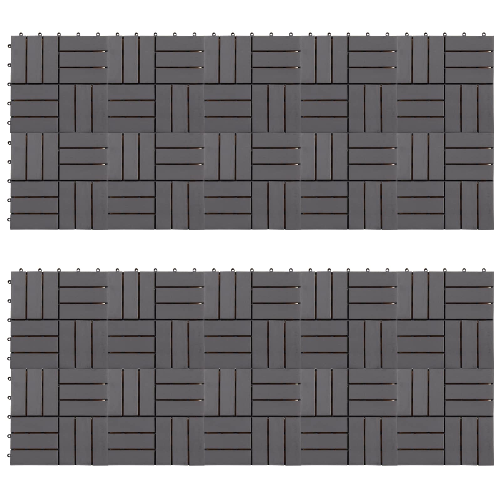 Decking Tile 20 pcs Grey 30 x 30 cm Acacia Hardwood