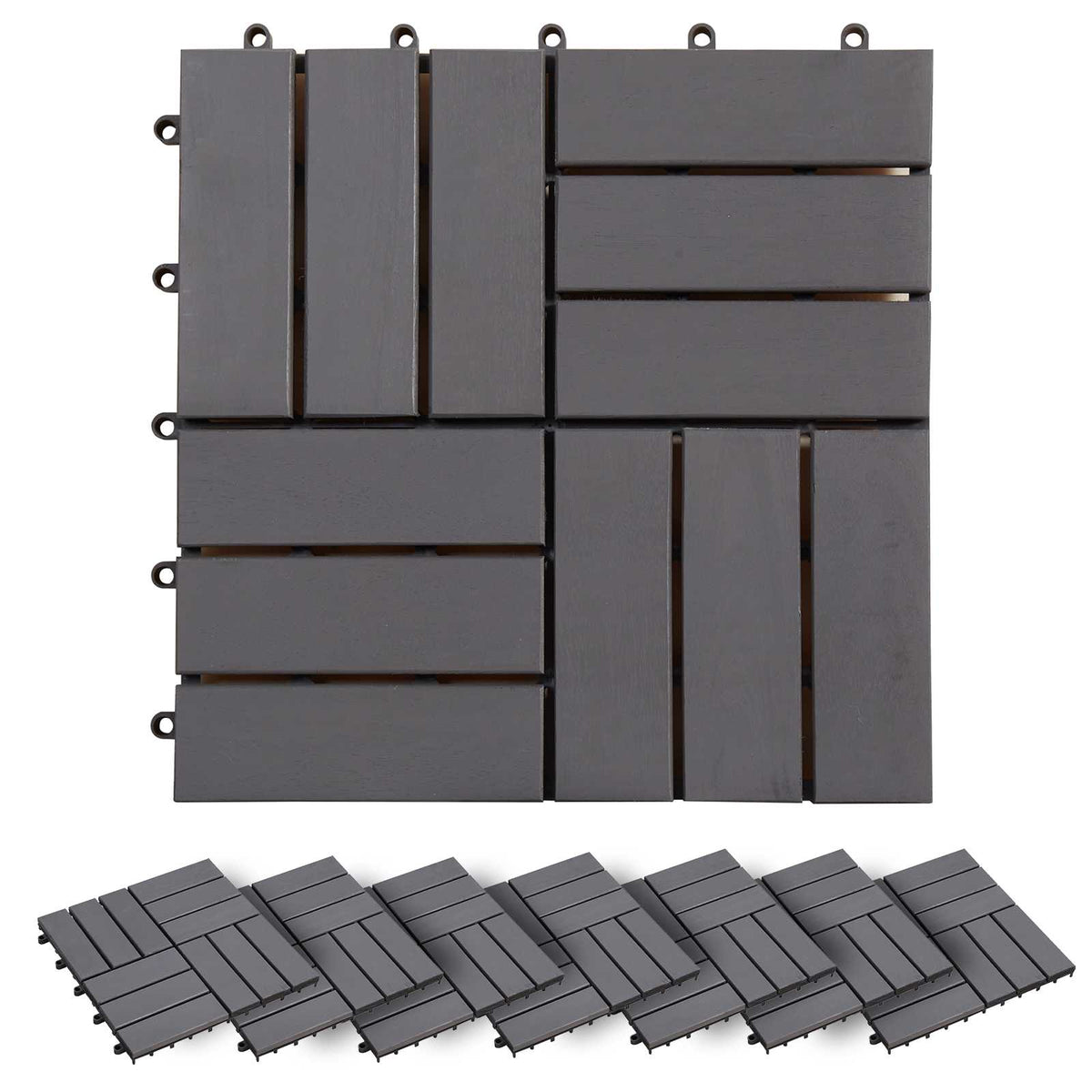 Decking Tile 30 pcs Grey 30 x 30 cm Acacia Hardwood