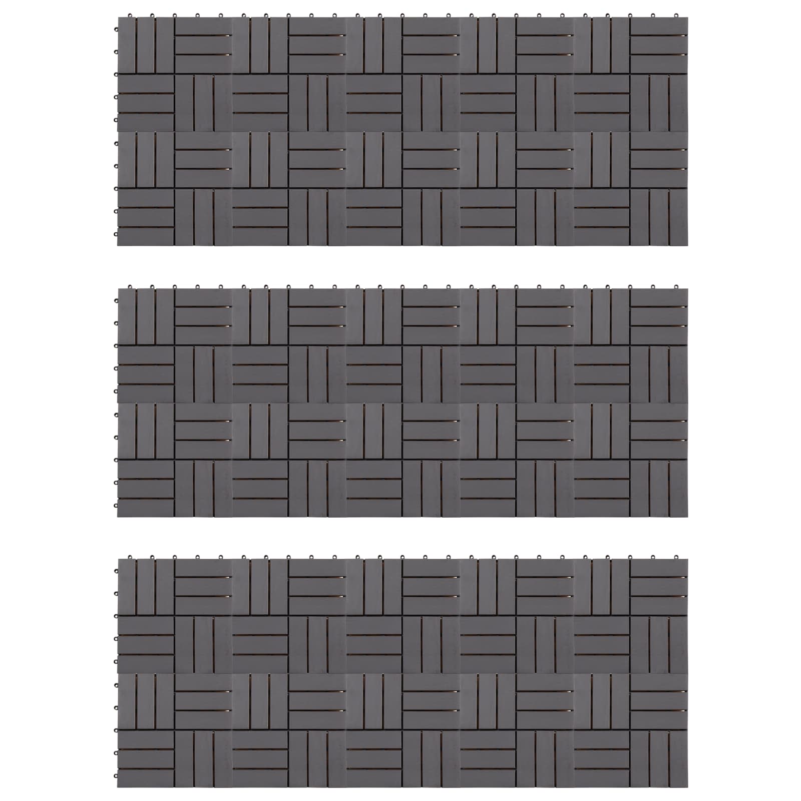 Decking Tile 30 pcs Grey 30 x 30 cm Acacia Hardwood