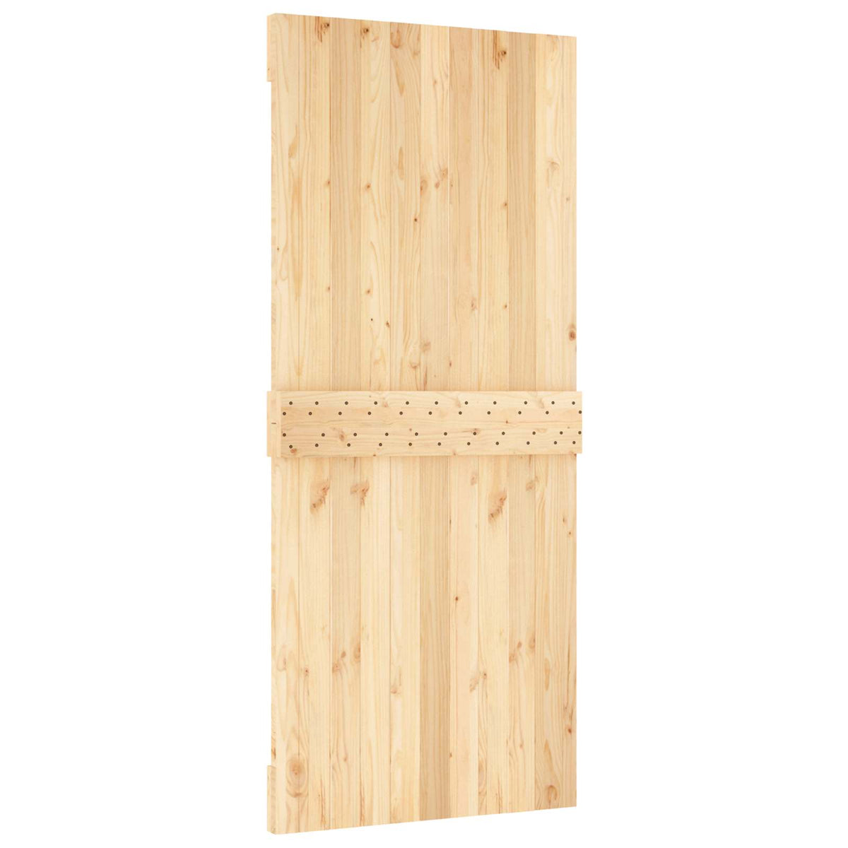 Sliding Door Natural and Black 90 x 210 cm Solid Pine Wood