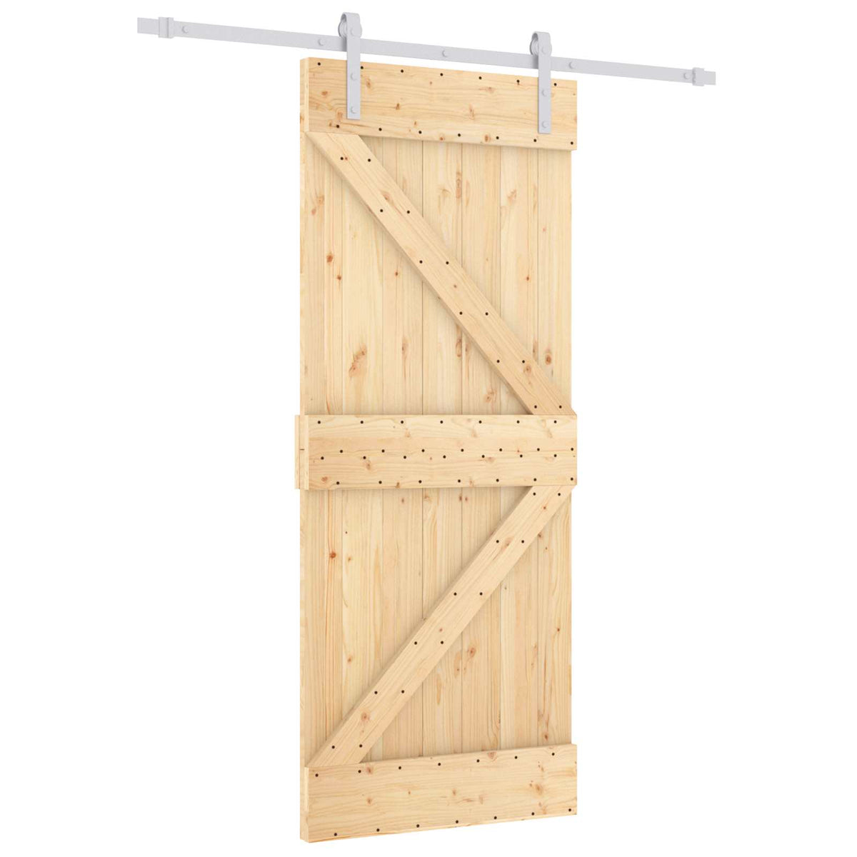 Sliding Door Natural and White 80 x 210 cm Solid Pine Wood