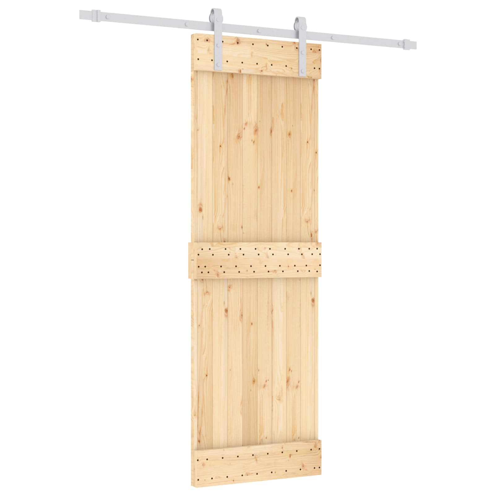 Sliding Door Natural and White 70 x 210 cm Solid Pine Wood