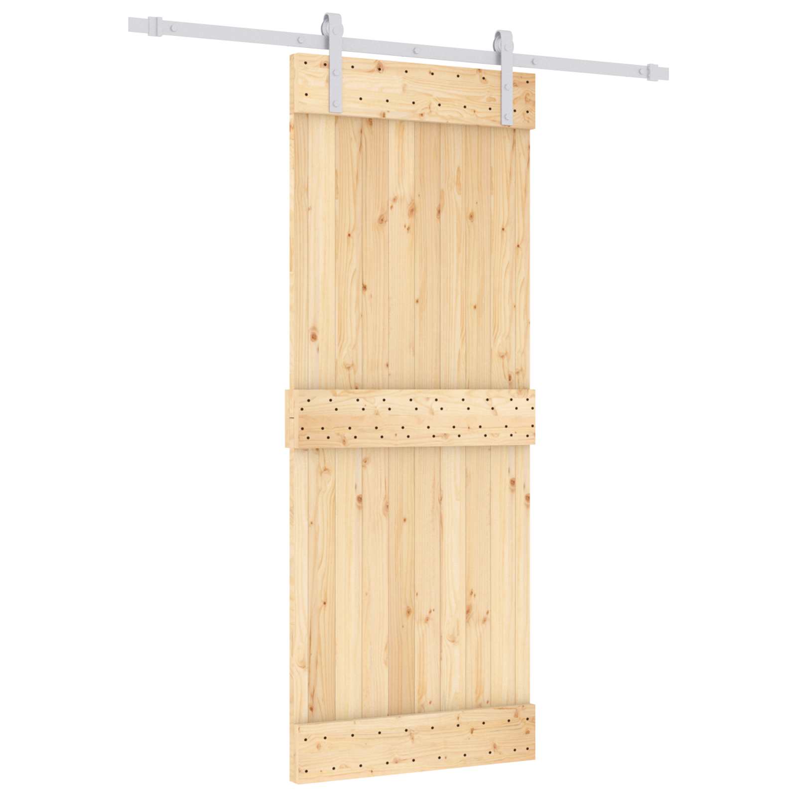 Sliding Door Natural and White 80 x 210 cm Solid Pine Wood