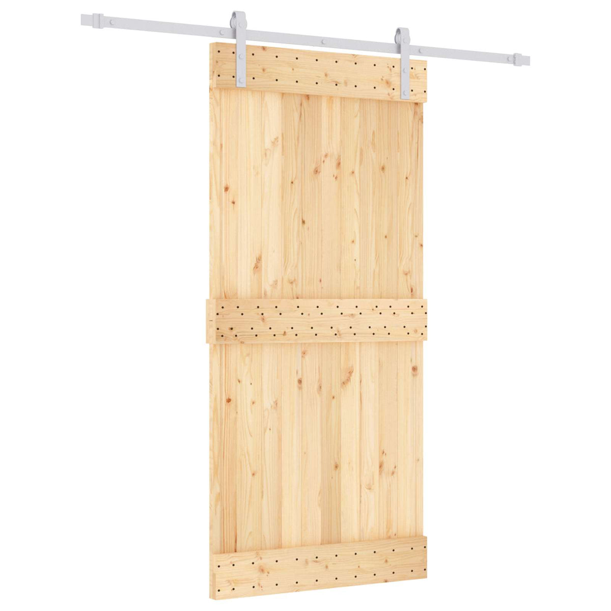 Sliding Door Natural and White 95 x 210 cm Solid Pine Wood