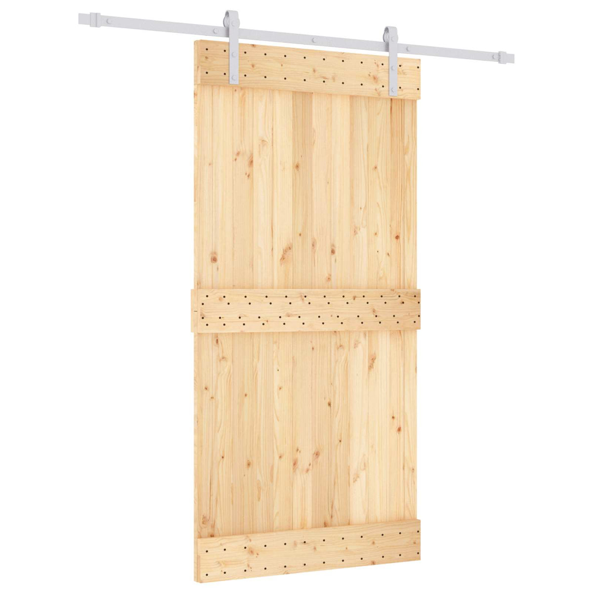 Sliding Door Natural and White 100 x 210 cm Solid Pine Wood