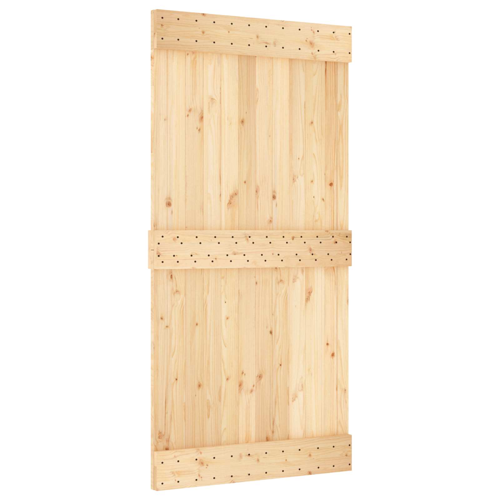 Sliding Door Natural and White 100 x 210 cm Solid Pine Wood