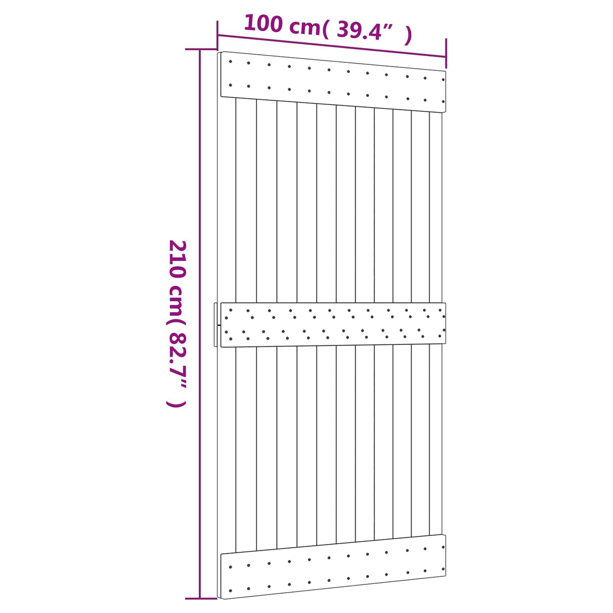Sliding Door Natural and White 100 x 210 cm Solid Pine Wood